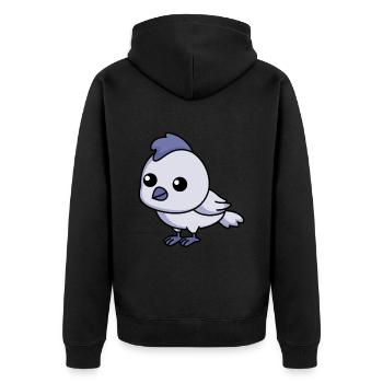 Huhn Comic Tier - Unisex Premium Bio Zip Hoodie - Schwarz - Hinten - Nico (187cm)