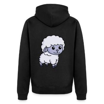 Schaf Comic Tier - Unisex Premium Bio Zip Hoodie - Schwarz - Hinten - Nico (187cm)