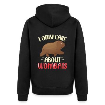 Mag nur Wombat Australien Beuteltier - Unisex Premium Bio Zip Hoodie - Schwarz - Hinten - Nico (187cm)