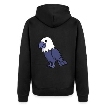 Adler Comic Tier - Unisex Premium Bio Zip Hoodie - Schwarz - Hinten - Nico (187cm)