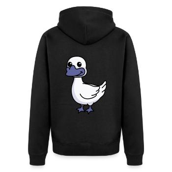 Gans Comic Tier - Unisex Premium Bio Zip Hoodie - Schwarz - Hinten - Nico (187cm)