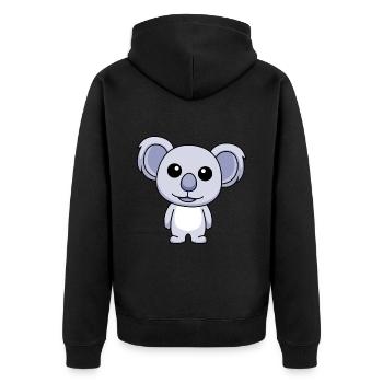 Koala Comic Tier - Unisex Premium Bio Zip Hoodie - Schwarz - Hinten - Nico (187cm)