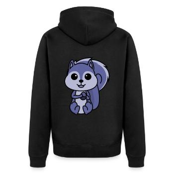 Eichhörnchen Comic Tier - Unisex Premium Bio Zip Hoodie - Schwarz - Hinten - Nico (187cm)