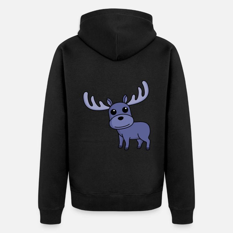 Elch Comic Tier - Unisex Premium Bio Zip Hoodie - Schwarz