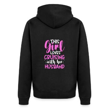 Kreuzfahrt Hochzeit - Unisex Premium Bio Zip Hoodie - Schwarz - Hinten - Nico (187cm)