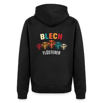 Spengler Bauspengler Spengeln - Unisex Premium Bio Zip Hoodie - Schwarz - Hinten - Nico (187cm)
