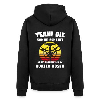 Spengler Bauspengler Spengeln - Unisex Premium Bio Zip Hoodie - Schwarz - Hinten - Nico (187cm)