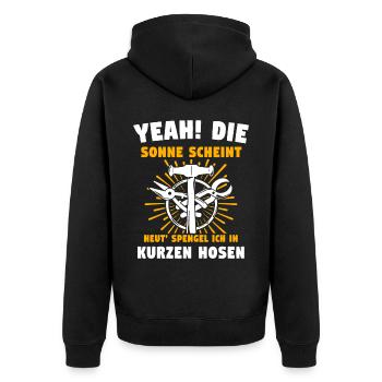 Spengler Bauspengler Spengeln - Unisex Premium Bio Zip Hoodie - Schwarz - Hinten - Nico (187cm)