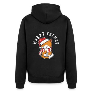 Merry catmas - Unisex Premium Organic Zip Hoodie - black - Back - Nico (187cm)