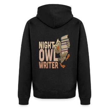 Night Owl Writer Writing Quotes - Unisex Premium Organic Zip Hoodie - black - Back - Nico (187cm)