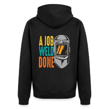 A Job Weld Done Retro - Unisex Premium Organic Zip Hoodie - black - Back - Nico (187cm)