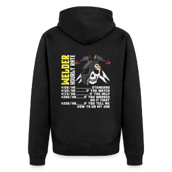 Welder Hourly Rate Cool Welder Retro - Unisex Premium Organic Zip Hoodie - black - Back - Nico (187cm)