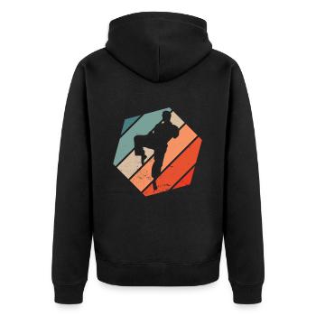 Karate Black Belt Gi Uniform - Unisex Premium Bio Zip Hoodie - Schwarz - Hinten - Nico (187cm)