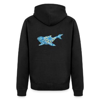 Mandala Whale Geometry Pattern - Unisex Premium Organic Zip Hoodie - black - Back - Nico (187cm)
