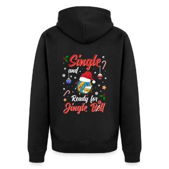 Volleyball Costume Single and ready for Jingle - Unisex Premium Bio Zip Hoodie - Schwarz - Hinten - Nico (187cm)