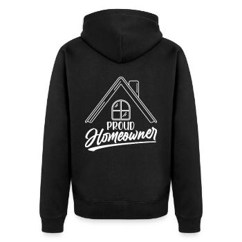 Stolzer Hauseigentümer Hausbesitzer Hausherr Haus - Unisex Premium Bio Zip Hoodie - Schwarz - Hinten - Nico (187cm)