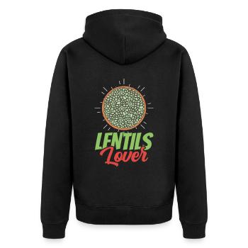 Linsenliebhaber Linse Liebhaber Essen Linsen - Unisex Premium Bio Zip Hoodie - Schwarz - Hinten - Nico (187cm)