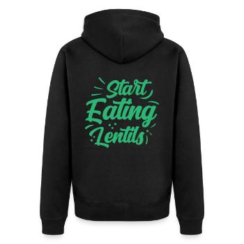 Start eating lentils lentil soup lentil - Unisex Premium Organic Zip Hoodie - black - Back - Nico (187cm)