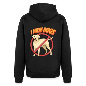 I hate dogs cat pet lover cats - Unisex Premium Organic Zip Hoodie - black - Back - Nico (187cm)