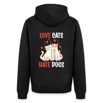 Dear Cats Hate Dogs Cat Pet Lover - Unisex Premium Organic Zip Hoodie - black - Back - Nico (187cm)