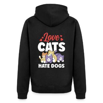 Dear Cats Hate Dogs Cat Lover Pet - Unisex Premium Organic Zip Hoodie - black - Back - Nico (187cm)