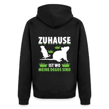 Zuhause Ist Wo Meine Degus Sind Geschenk - Unisex Premium Bio Zip Hoodie - Schwarz - Hinten - Nico (187cm)