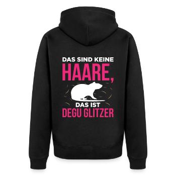 Das Sind Keine Haare, Das Ist Degu Glitzer - Unisex Premium Bio Zip Hoodie - Schwarz - Hinten - Nico (187cm)