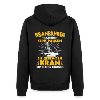 Kranführer Kranfahrer Kran Raupenkran - Unisex Premium Bio Zip Hoodie - Schwarz - Hinten - Nico (187cm)