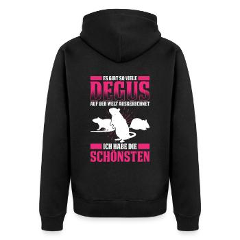 Es Gibt So Viele Degus Auf Der Welt Ausgerechnet I - Unisex Premium Bio Zip Hoodie - Schwarz - Hinten - Nico (187cm)