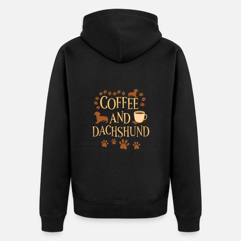 Café et teckel - Veste à capuche bio Premium Unisexe - noir