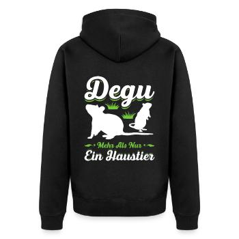 Degu Mehr Als Nur Ein Haustier Geschenk - Unisex Premium Bio Zip Hoodie - Schwarz - Hinten - Nico (187cm)
