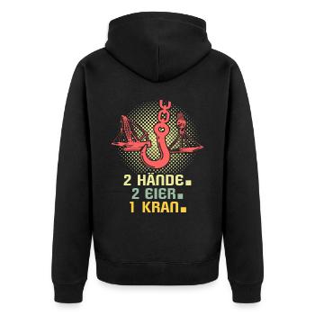 Kranführer Kranfahrer Kran Raupenkran - Unisex Premium Bio Zip Hoodie - Schwarz - Hinten - Nico (187cm)