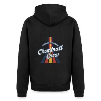 Vintage Retro Chemtrail Crew Parody Shirt - Unisex Premium Bio Zip Hoodie - Schwarz - Hinten - Nico (187cm)