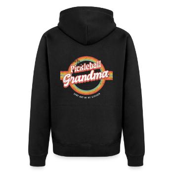 Pickleball Oma Stay Out Of My Kitchen Shirt - Unisex Premium Bio Zip Hoodie - Schwarz - Hinten - Nico (187cm)