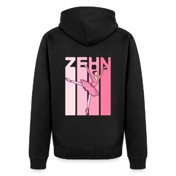 10.Geburtstag Mädchen Pink Ballerina Retro Style - Unisex Premium Bio Zip Hoodie - Schwarz - Hinten - Nico (187cm)