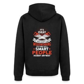 Carpenter Gift Saying Woodworking - Unisex Premium Organic Zip Hoodie - black - Back - Nico (187cm)