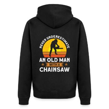 Carpenter Gift Saying Woodworking - Unisex Premium Organic Zip Hoodie - black - Back - Nico (187cm)