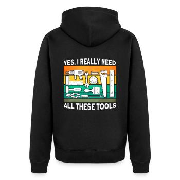 Carpenter Gift Saying Woodworking - Unisex Premium Organic Zip Hoodie - black - Back - Nico (187cm)