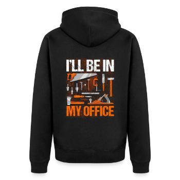 Carpenter Gift Saying Woodworking - Unisex Premium Organic Zip Hoodie - black - Back - Nico (187cm)