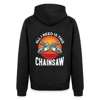 Carpenter Gift Saying Woodworking - Unisex Premium Organic Zip Hoodie - black - Back - Nico (187cm)