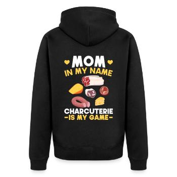 Mom Is My Name - Charcuterie Is My Game - Gouda - Unisex Premium Organic Zip Hoodie - black - Back - Nico (187cm)