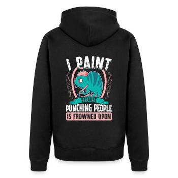 I male because it is frowned upon to beat people - Unisex Premium Organic Zip Hoodie - black - Back - Nico (187cm)