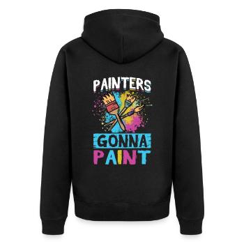 Peintres allant peindre - Peintre - Veste à capuche bio Premium Unisexe - noir - Dos - Nico (187cm)