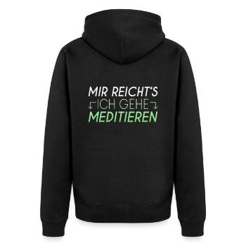 Meditieren Spruch - Unisex Premium Bio Zip Hoodie - Schwarz - Hinten - Nico (187cm)