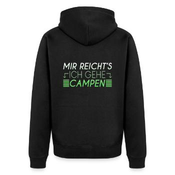 Camping Spruch - Unisex Premium Bio Zip Hoodie - Schwarz - Hinten - Nico (187cm)