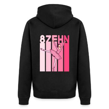 18.Geburtstag Mädchen Pink Ballerina Retro Style - Unisex Premium Bio Zip Hoodie - Schwarz - Hinten - Nico (187cm)