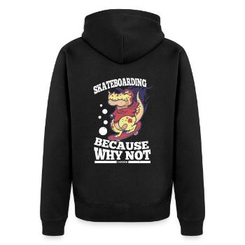 cool crocodile rides skateboard - Unisex Premium Organic Zip Hoodie - black - Back - Nico (187cm)