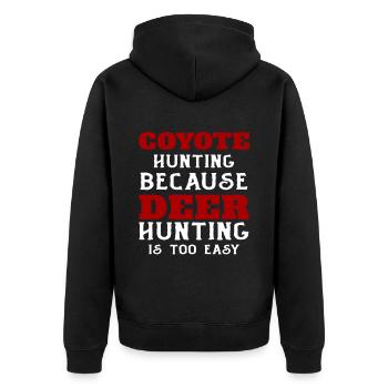 Kojotenjagd Kojote Geschenk - Unisex Premium Bio Zip Hoodie - Schwarz - Hinten - Nico (187cm)