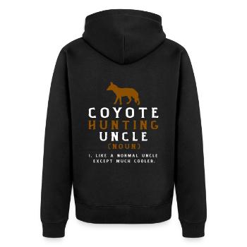 Kojotenjagd Kojote Geschenk - Unisex Premium Bio Zip Hoodie - Schwarz - Hinten - Nico (187cm)