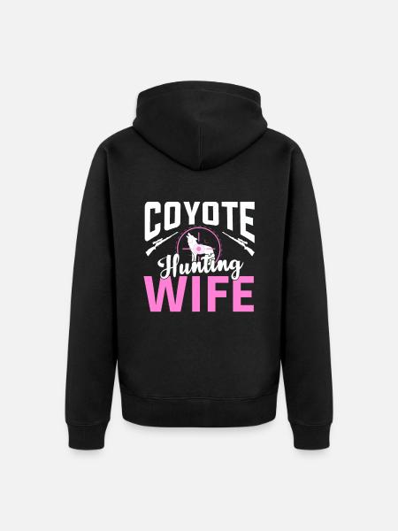 Coyote Hunting Wife - Unisex Premium Organic Zip Hoodie - black